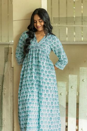 Fabnex Cottan Regular Women Kurta Set (K-81-Blue-M_Blue