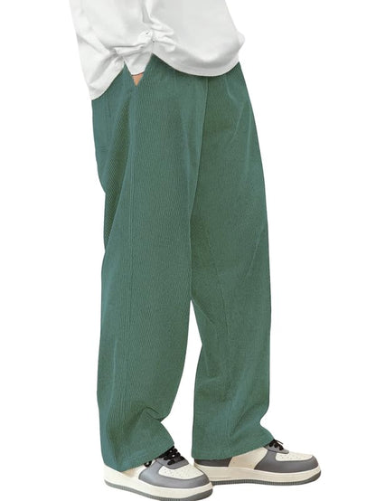 SMOWKLY Mens Premium Cotton Rib Relaxed Fit Trouser || Flexible Elastic Waist with Drawstring || Comfortable Pant for Causal &