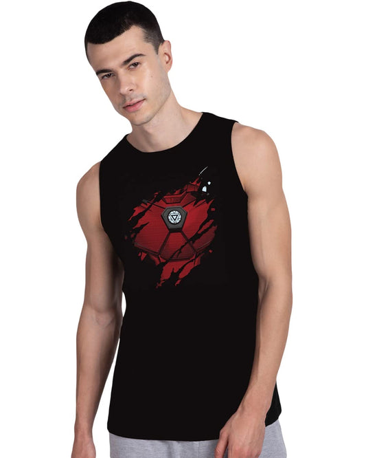 Bewakoof Mens Iron Man Graphic Printed 100% Cotton T-Shirt - Regular Fit, Round Neck, Sleeveless