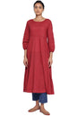 W for Woman Red Longline Voile Kurta