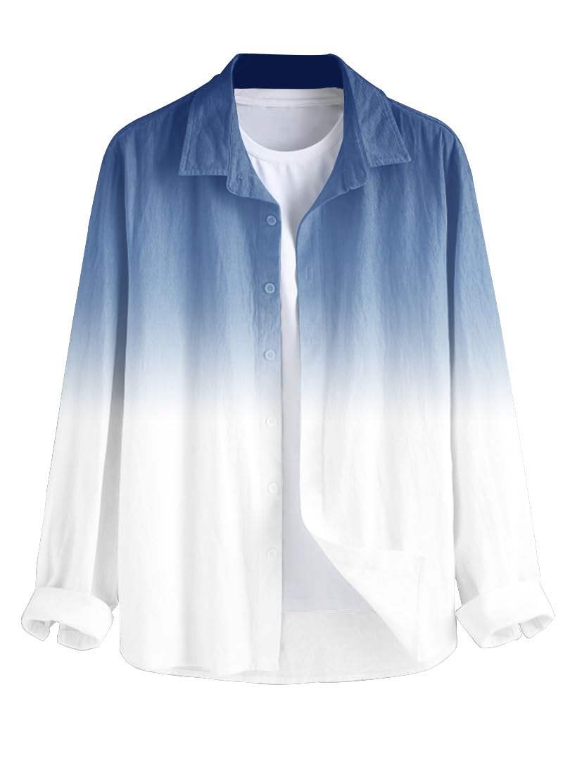 BE ACTIVE Mens Casual Linen Blend Ombre Faded Shirt || Casual Shirts for Men || Men Casual Shirt || Casual Wear Shirts (CPR0156
