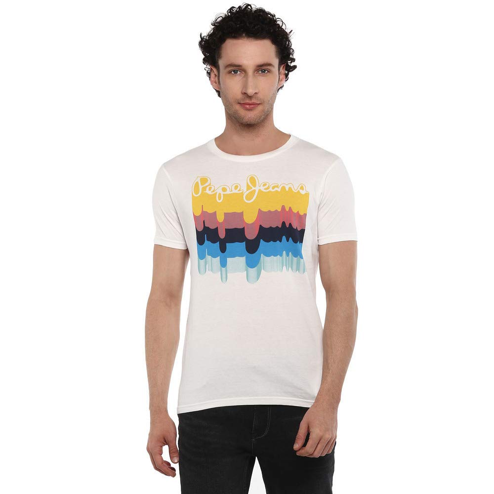 Pepe Jeans MenS Printed Slim Fit T-Shirt (Pm506676_Ecru_S)
