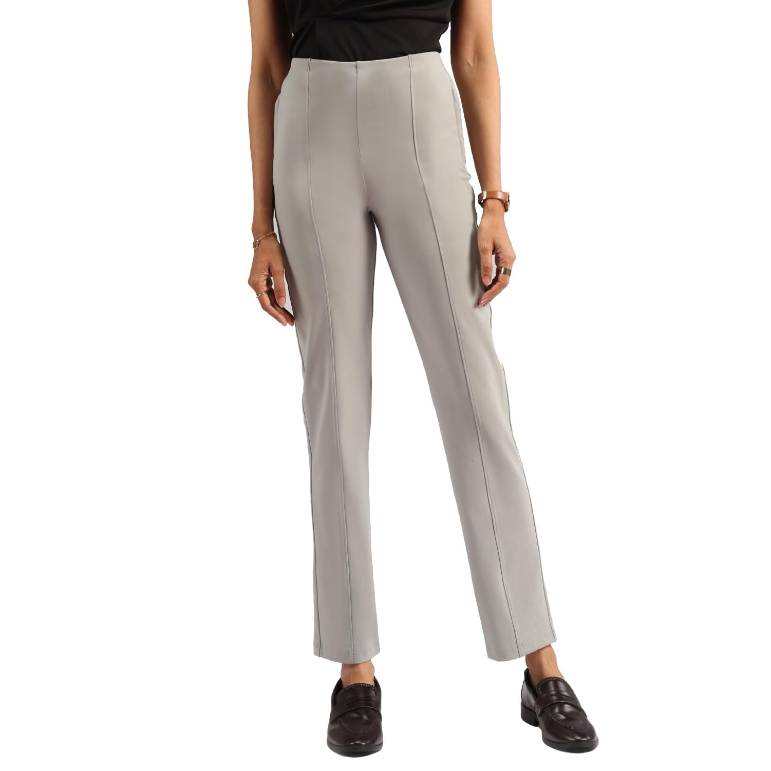 BlissClub Women Ultimate Straight Pants -Tall| Pintuck Design | No-Dig Waistband | Trousers for Women | 2 Zippered Pockets