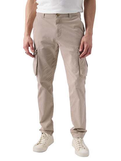 The Souled Store Sandstone Men and Boys Solid Regular Fit Cargo Pants Beige