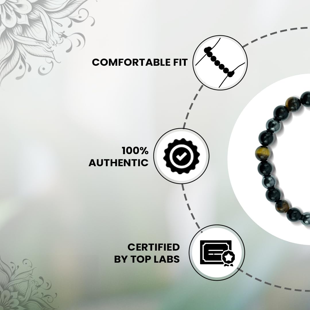 Astrotalk Triple Protection Bracelet | Shields Against Negativity & Enhances Strength | Black Obsidian, Hematite, Tiger Eye | Crystal Bracelet for Women & Men
