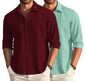 Deelmo Combo Of MenS Casual Button Down Shirts Long Sleeve Linen Shirt Fashion Textured Summer Shirts Pack Of 2