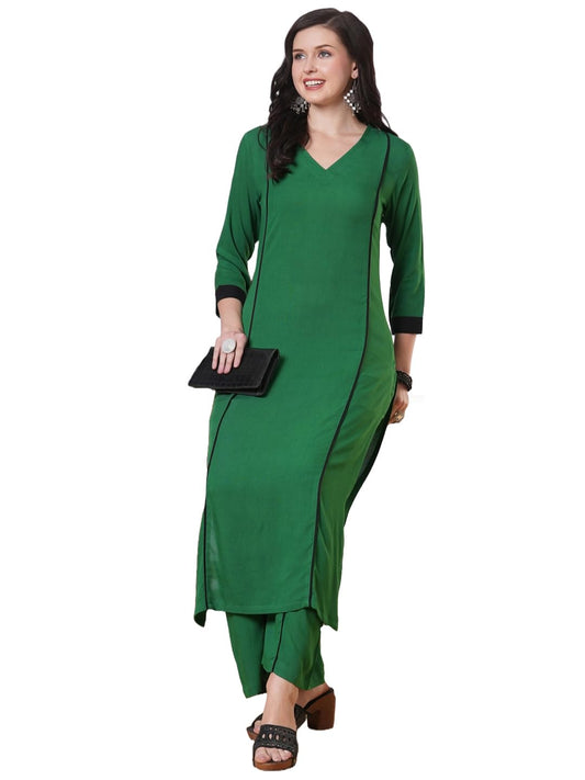 ANNI DESIGNER Women's Rayon Viscose Straight Solid Kurta with Palazzo