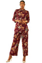 Soch Womens Maroon Rayon Floral Printed Co-Ord Set With Cutdana Work