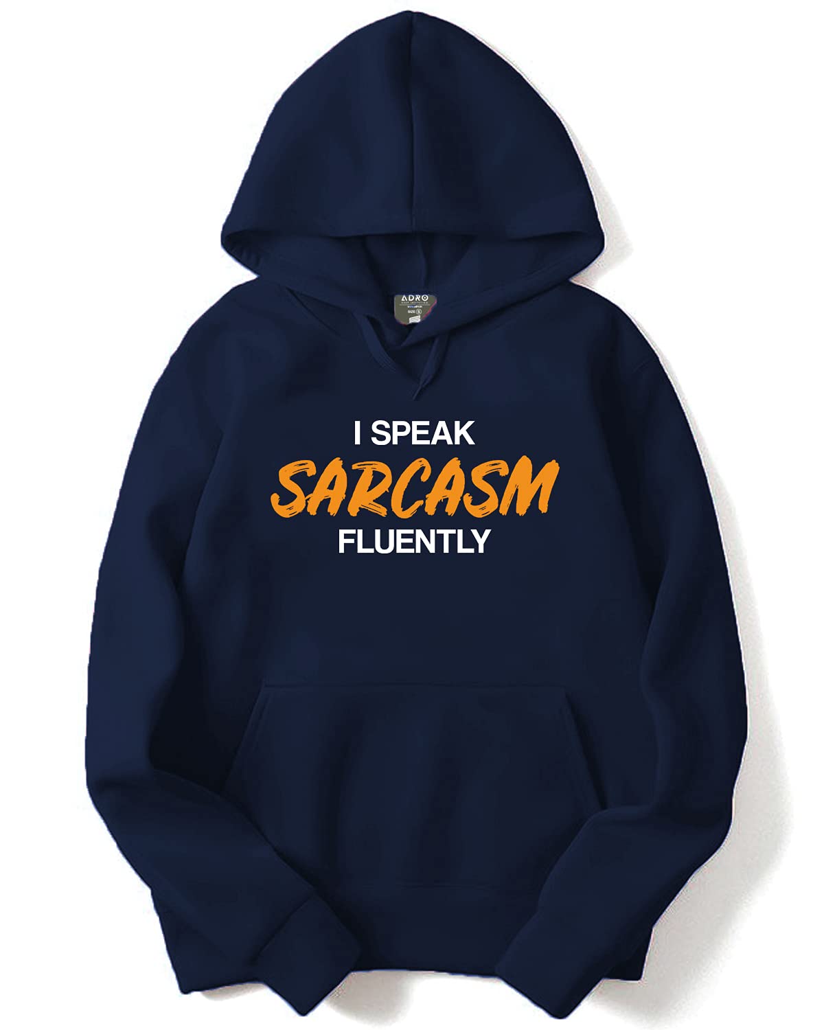 ADRO Men's Cotton Neck Hooded Sweatshirt (H21-M-SCM-NB_Navy)
