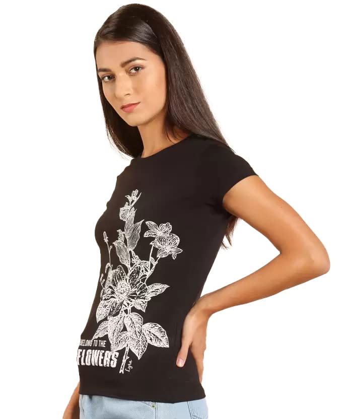 Lyra Pure Cotton Round Neck Printed T-Shirt For Women