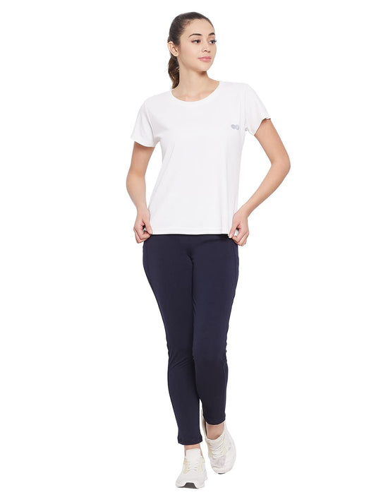 Clovia Womens Activewear Comfort Fit Short Sleeve Sports T-Shirt (AT0159P18_White_XXL)