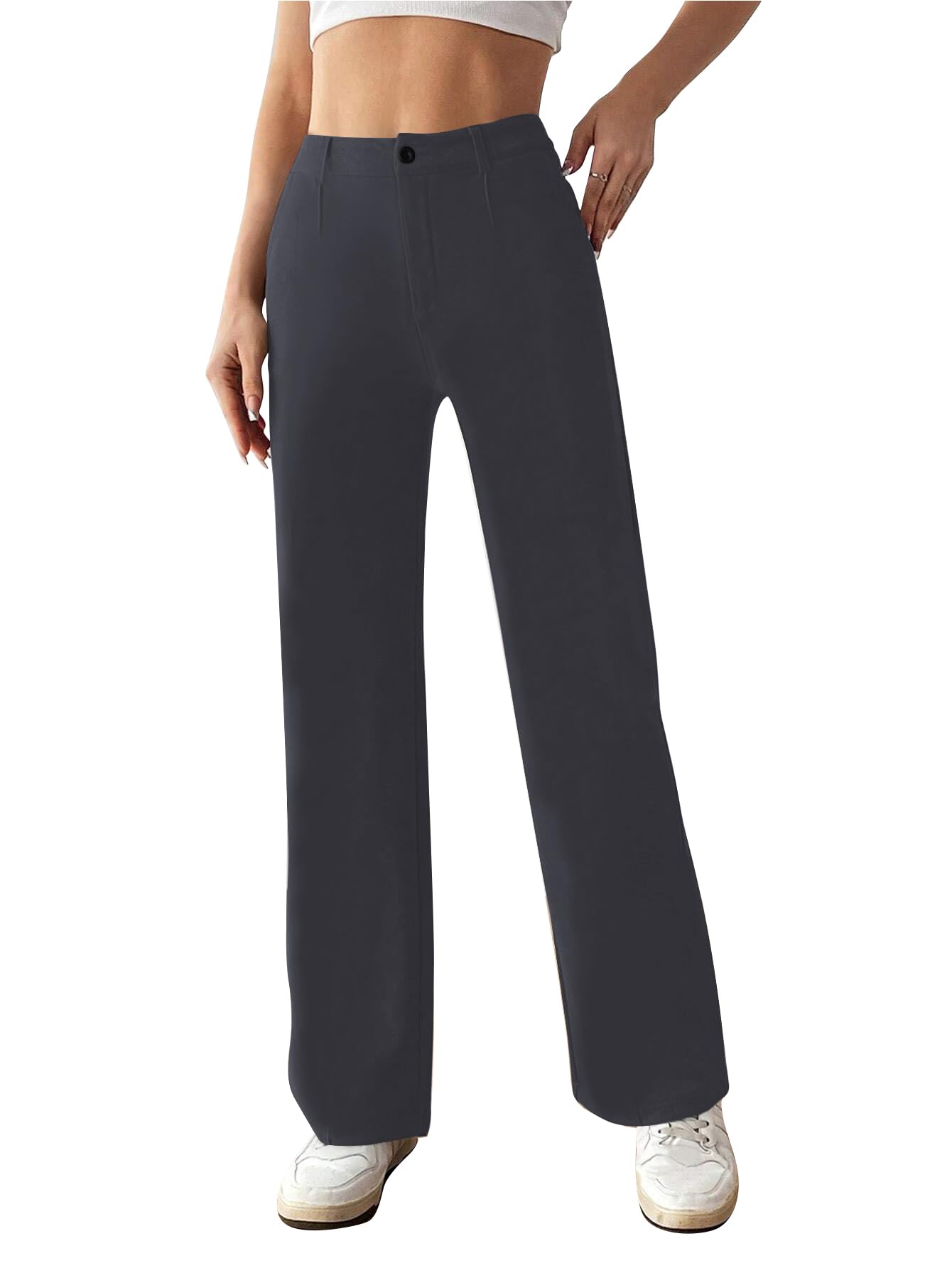 Toochki Trousers for Women | Womens High-Waisted Pant | Trouser | Korean Style | Grey Color