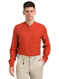 Turtle Men Cotton Lyocell Slim Fit Rust Solid Full Sleeve Casual Shirt