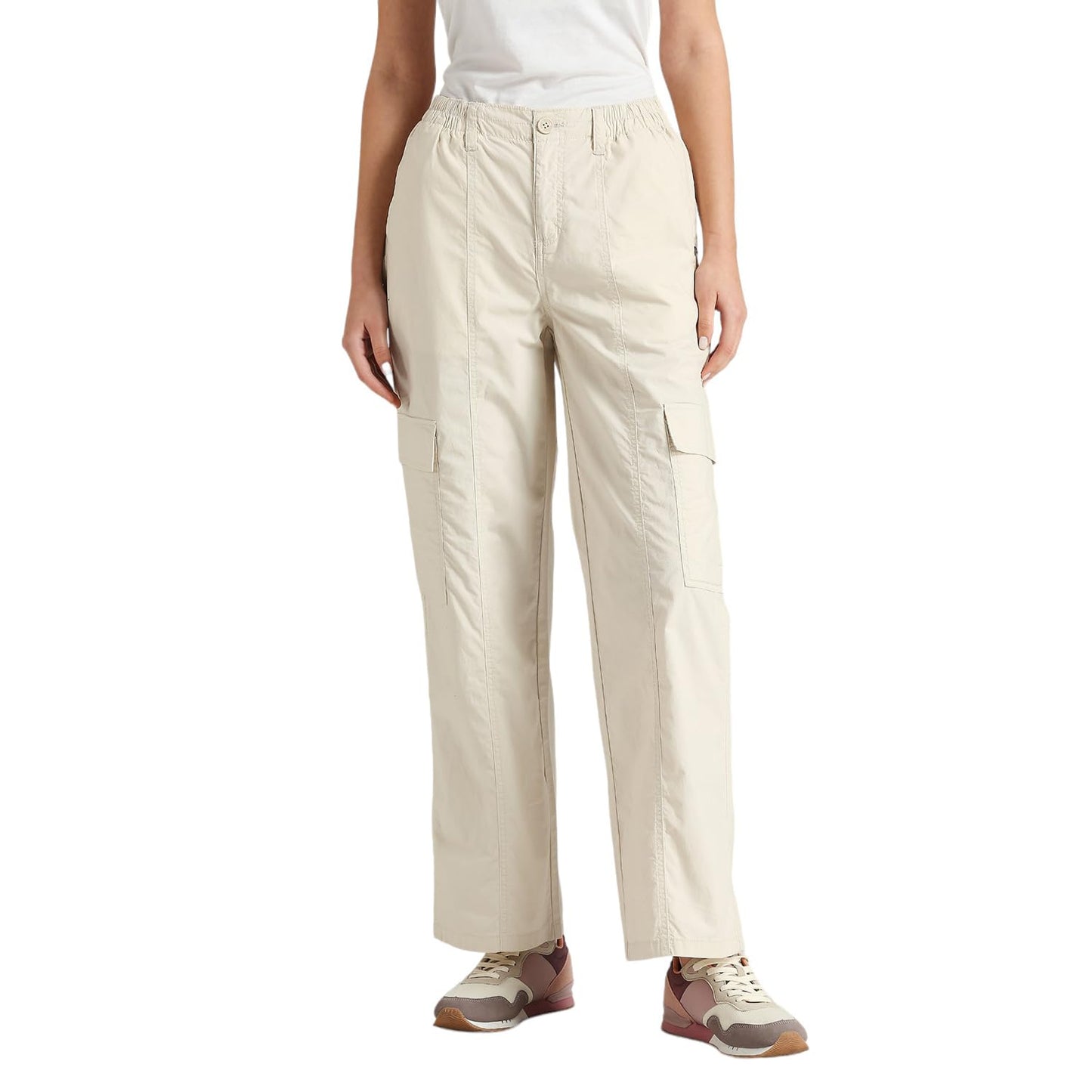 Velma Mid Rise Cargo With Half Elasticated Waist