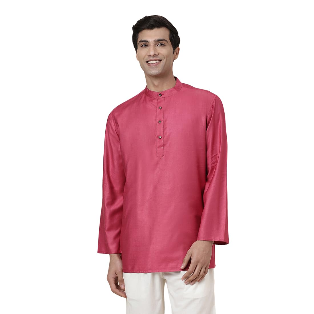 Fabindia Men's Silk Blend Regular Kurta (20063015_Pink