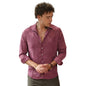 Campus Sutra Mens Rouge Pink Self-Design Floral Shirt | Casual Wear | Spread Collar | Long Sleeve | Button Closure | Shirt Craf