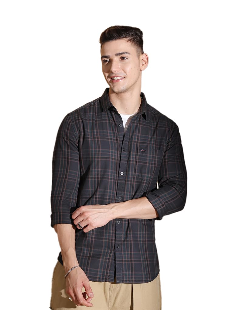 The Indian Garage Co Mens Slim Fit Shirt (0923-SHCHYD-21_Black