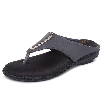 ORTHO JOY Fancy Doctor Slippers | Stylish Chappal For Women | Comfortable Flat Sandals For Women Stylish (Dark Grey)