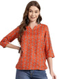 Pinkmint Womens Printed Cotton Blend Short Kurti l All Over Printed V-Cut Neckline Casual Wear Tunic Tops l Ethnic Tops for G