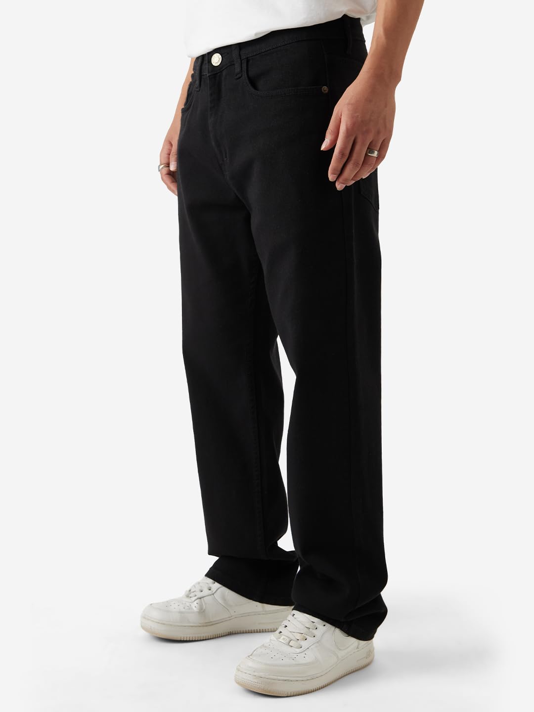 The Souled Store Solids: Black Men and Boys Straight Fit Jeans