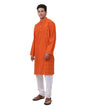 Fabindia Men Cotton Pintucks Long Kurta Mustard_XS