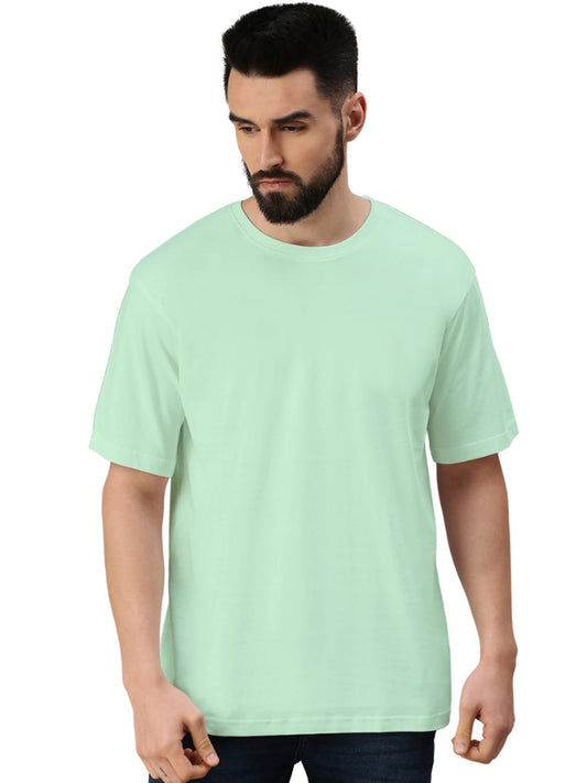Veirdofog Oversized Baggy Fit Drop Shoulder Short Sleeve Round Neck Solid Cotton T-Shirt