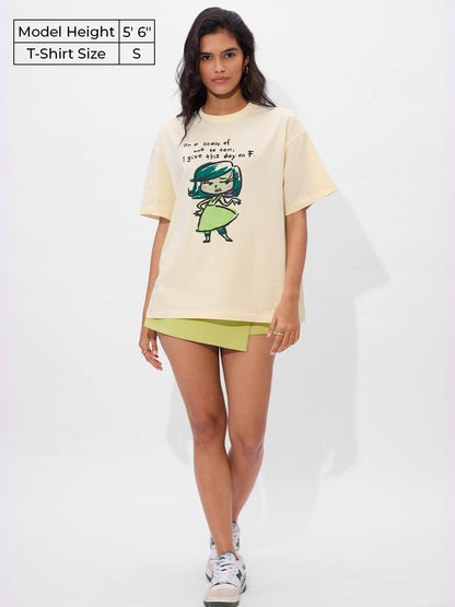 The Souled Store Official Inside Out Originals: Disgust Women and Girls Short Sleeve Round Neck Black Graphic Printed Cotton Ove