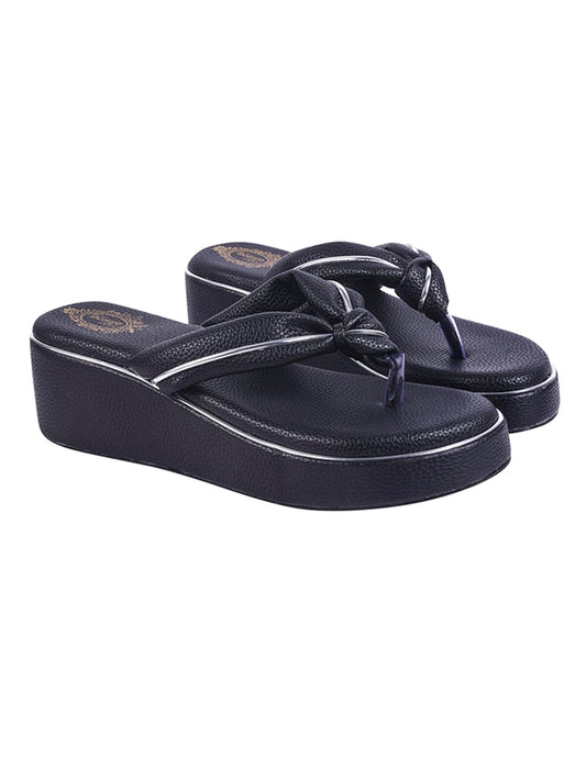 Shoetopia Black Wedges Sandal For Women & Girls Criss-Cross Strap Design Stylish Comfortable, Durable Heels  Perfect For Casual