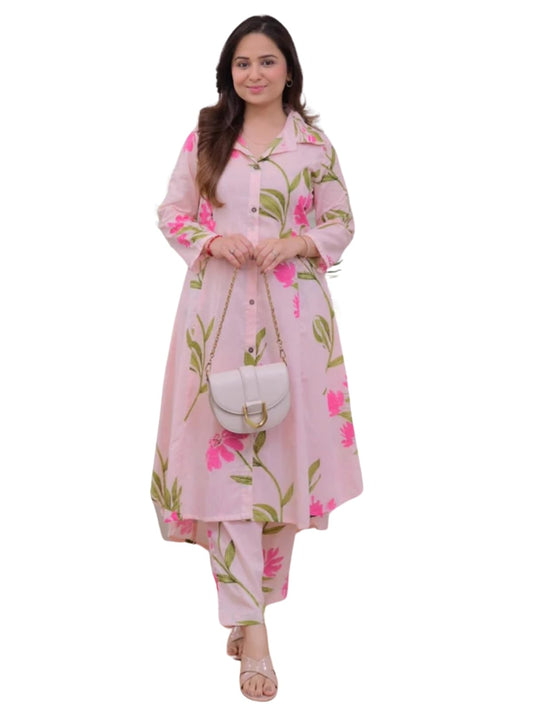 Leriya Fashion Womens Rayon Kurta Set (LF-W2092&TR1052_Pink_2XL)