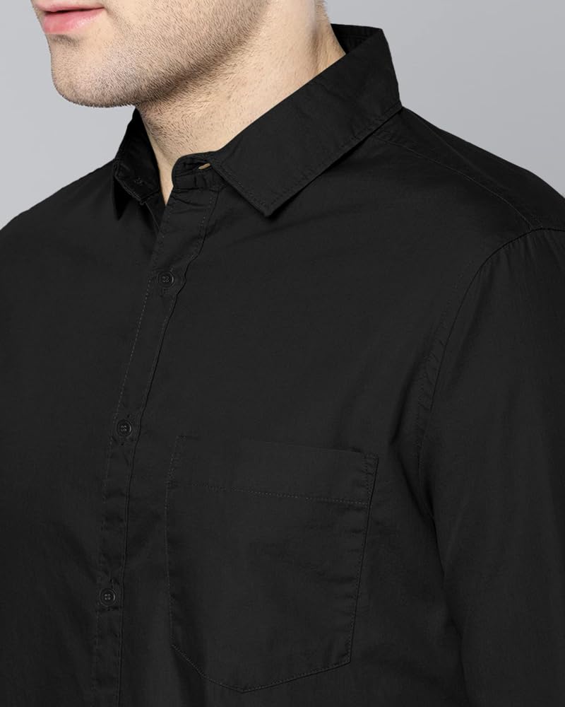 Eyebogler MenS Casual Solid Shirt Black