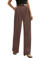 Greciilooks High Waist Cotton Trousers For Women  Flared Parachute Pants With Side Pockets | Casual Travel Cargo Pants Light Bro