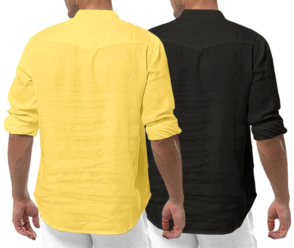 Royalscout MenS Cotton Polyester Blend Solid Regular Fit Full Sleeve Short Kurta | Ethnic, Lightweight Summer Kurta For Daily &