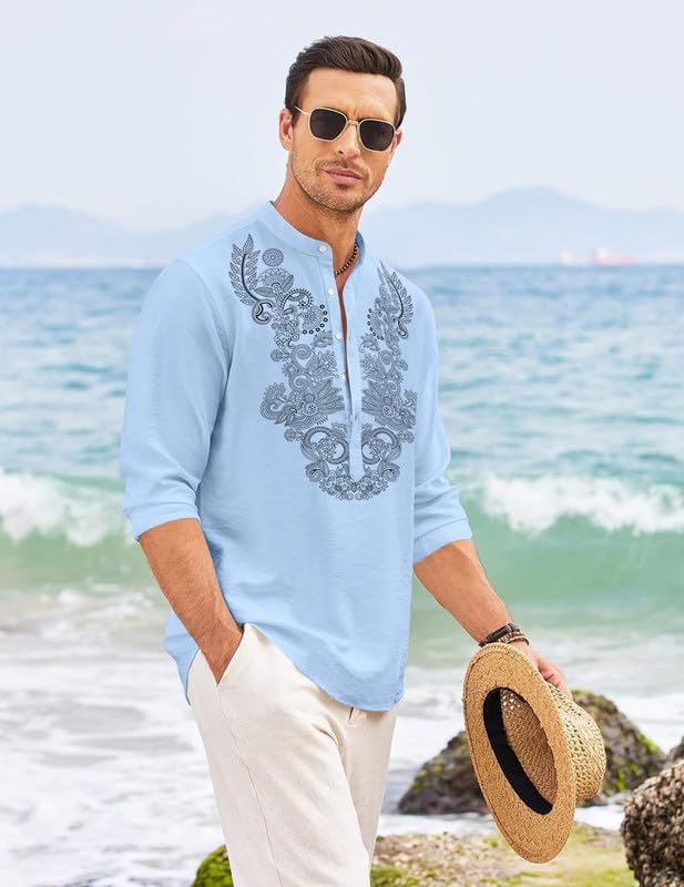 Finivo Fashion MenS Cotton Blend Short Kurta With Full Sleeves And Ethnic Neck Design | Casual Crinkle Texture Kurta With Mandar