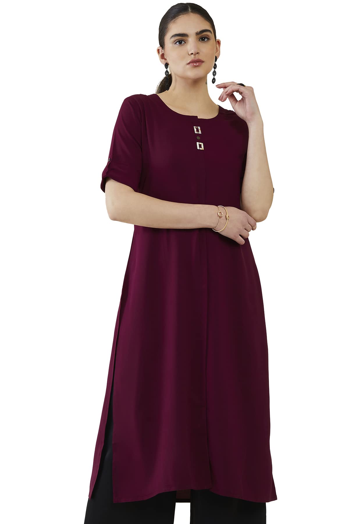 Soch Women Viscose Regular Fit Solid Regular Kurta