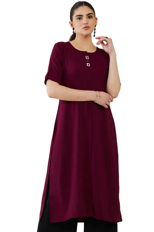 Soch Women Viscose Regular Fit Solid Regular Kurta