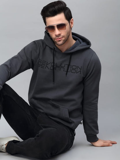 RIGO Mens Fleece Hooded Neck Sweatshirt (SW07221138_Grey