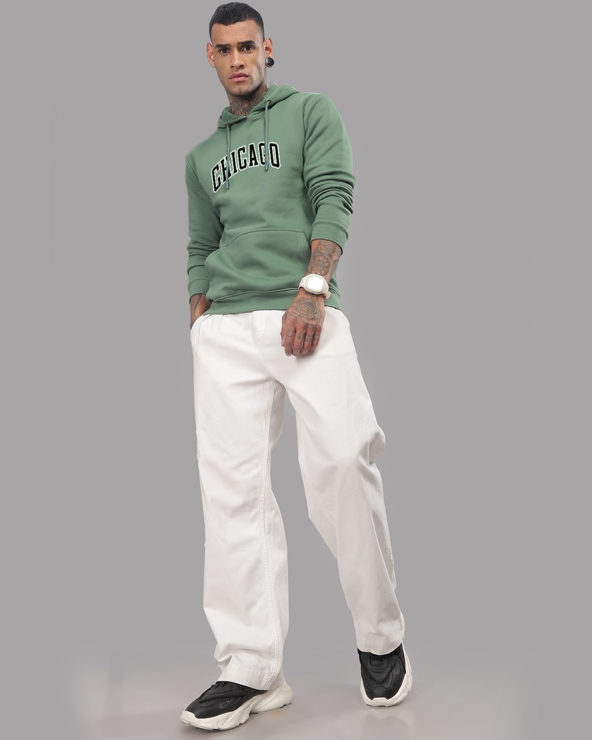 ADRO Men's Cotton Neck Hooded Sweatshirt (H24-CAGO)