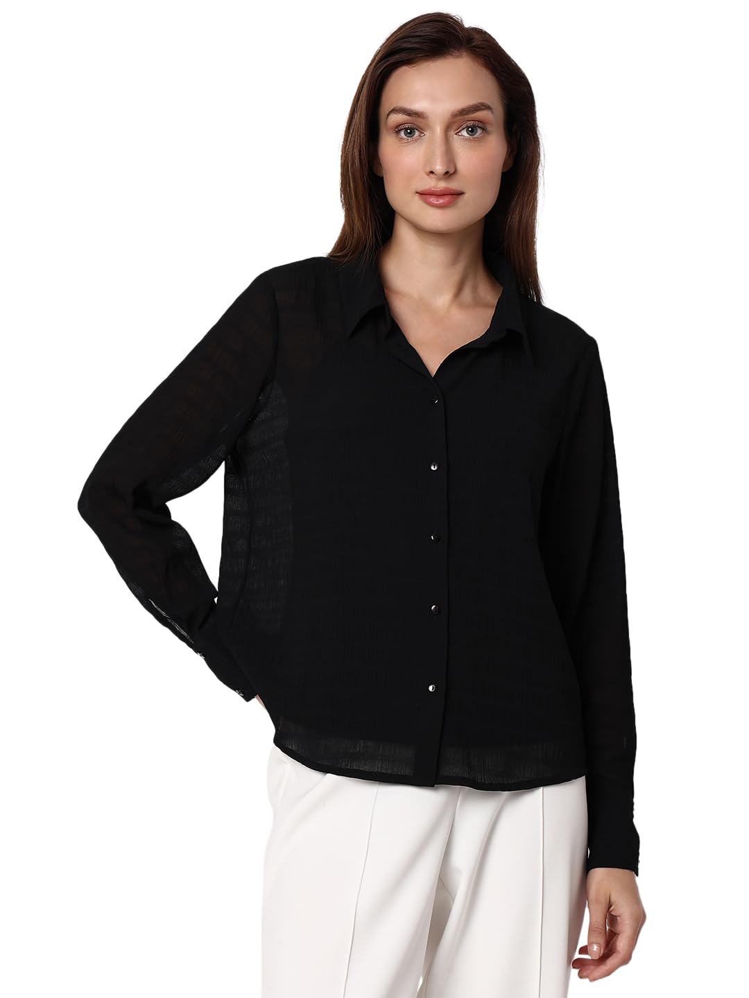 Vero Moda Black Crinkle Weave Shirt