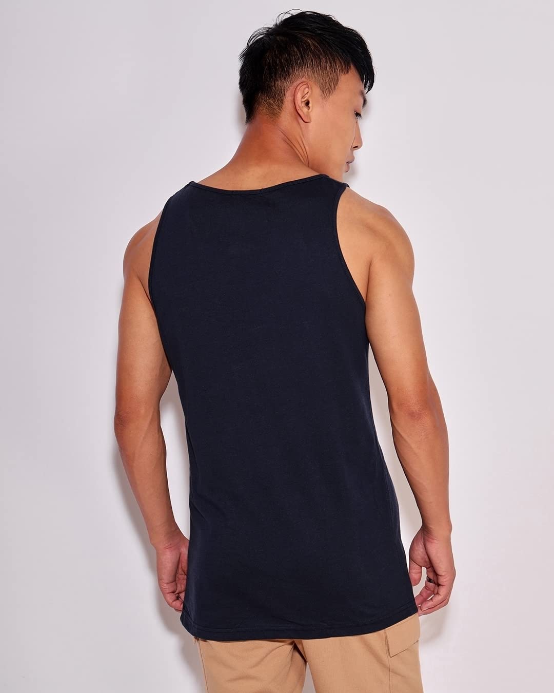 Bewakoof Mens Solid 100% Cotton Vest- Regular Fit, Round Neck, Sleeveless Blue