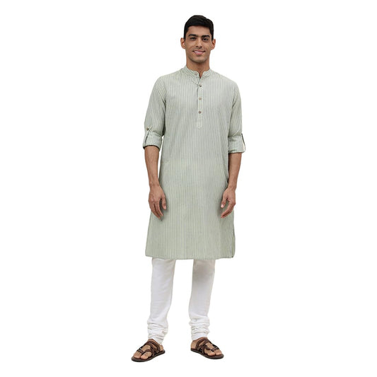 Fabindia MenS Cotton Striped Slim Kurta (1030813Lime_Green