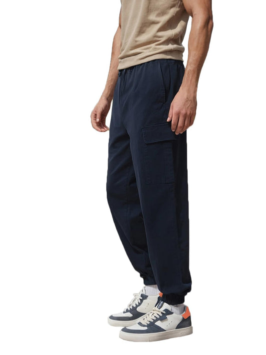 Bewakoof Mens Solid Oversized Cargo Pants_609789_Blue_34