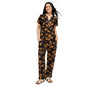 NYKD (NYS933 Printed Rayon Coords Night Suit for Women | Relaxed Fit V Neck Top with Non Slip Adjustable Waistband Pyjama Pants