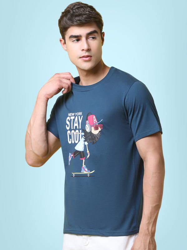 Pinkmint Combo T-Shirt for Men Cotton Blend Casual Half Sleeve T-Shirt l Active wear l Regular Home T-Shirt (Pack of 2)