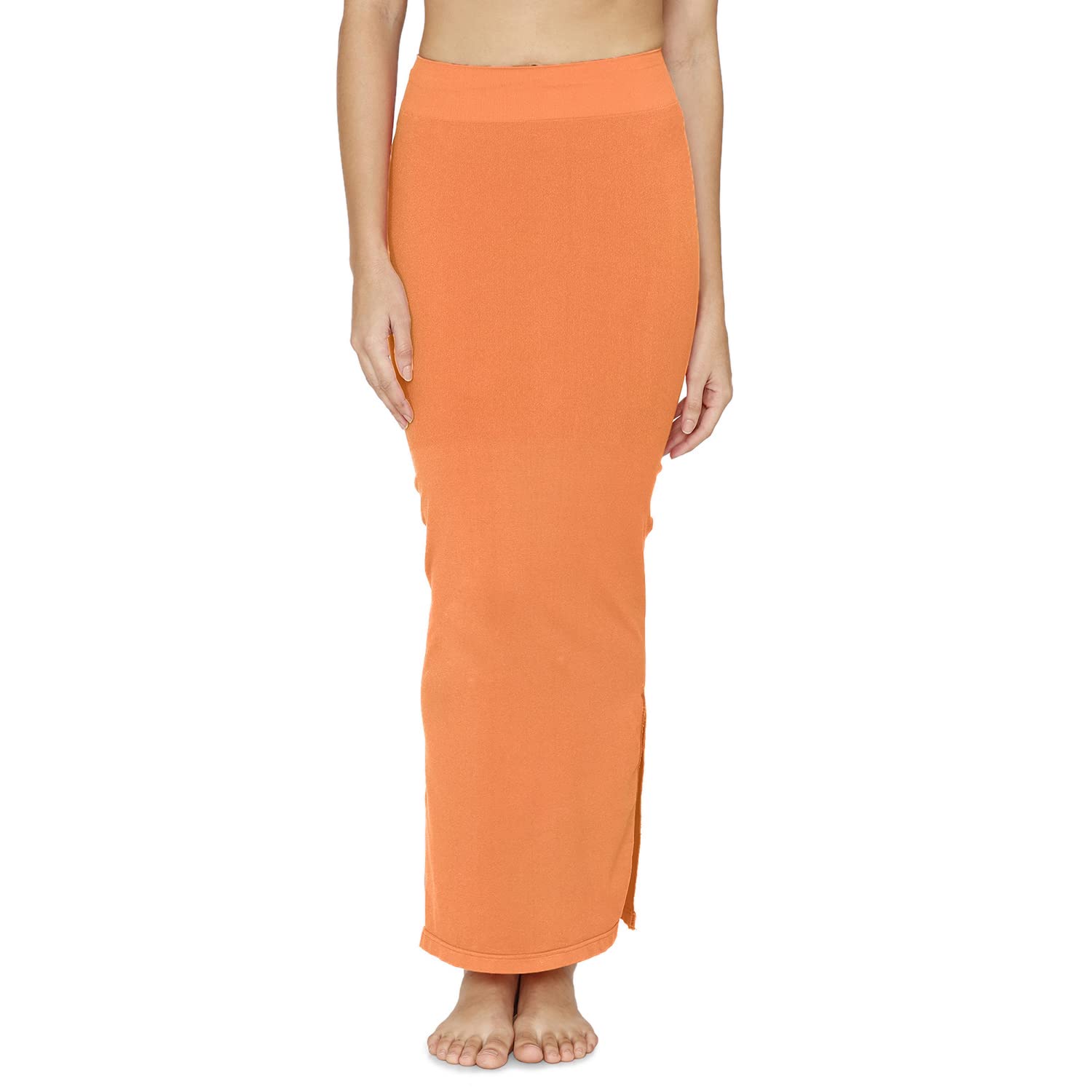 Zivame All Day Seamless Mermaid Saree Shapewear with Removable Drawcord for Women - Orange1