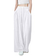 Greciilooks WomenS Loose High Rise Textured Trousers | High-Waisted Pant | Korean Trousars White