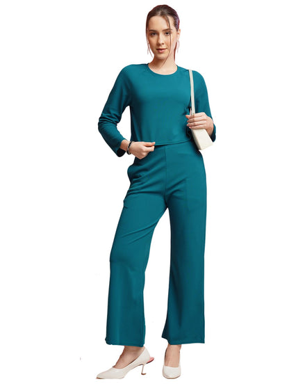Selvia Womens Co-ords Set|Lycra Crop Top & Trouser Set|Casual Co-ords Set for Women|Two Piece Co-ord Set|Crop Top & Bottom Set(
