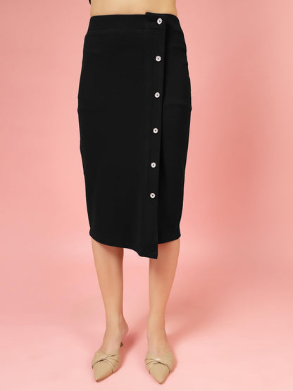 OOMPH! Lycra Pencil Skirt for Women Black - msk113