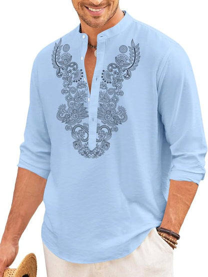 Finivo Fashion MenS Cotton Blend Short Kurta With Full Sleeves And Ethnic Neck Design | Casual Crinkle Texture Kurta With Mandar