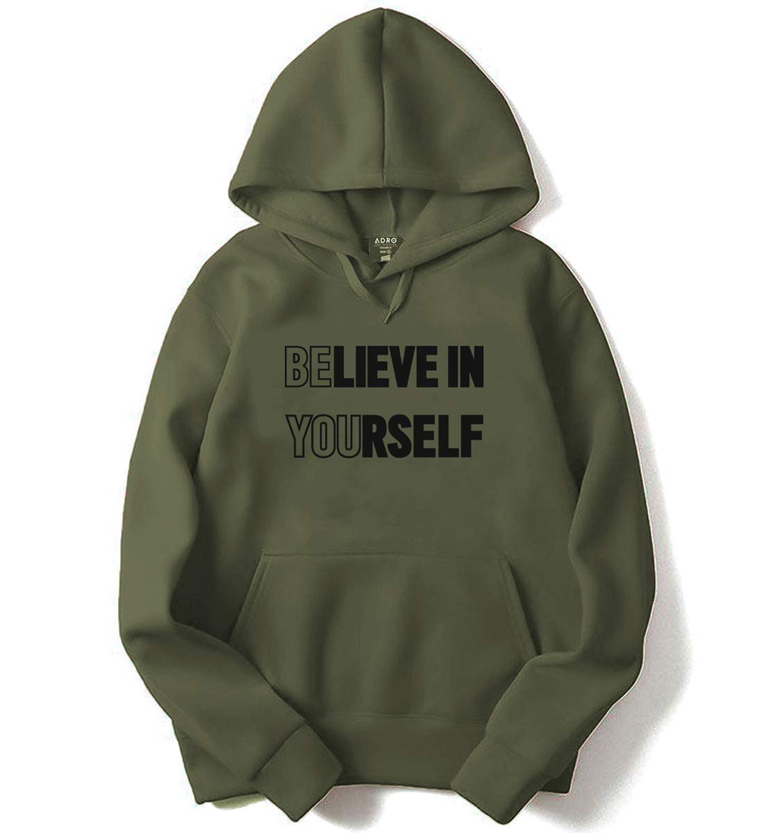 ADRO Believe in Yourself Design Printed Hoodies/Sweatshirts for Men & Women (H20-M-YOU-OL_Olive)