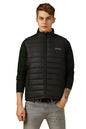 Dennis Lingo Men Black Solid Regular Fit Sleeveless Mock Collar Padded Jacket